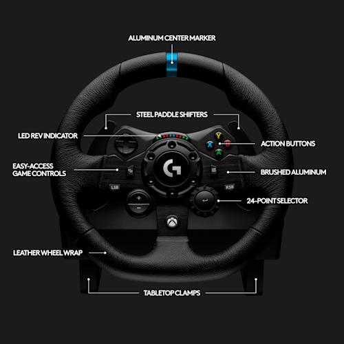 Logitech G923 ratti ja polkimet  Xbox X, S, Xbox One ja  PC:lle yhteensopiva
