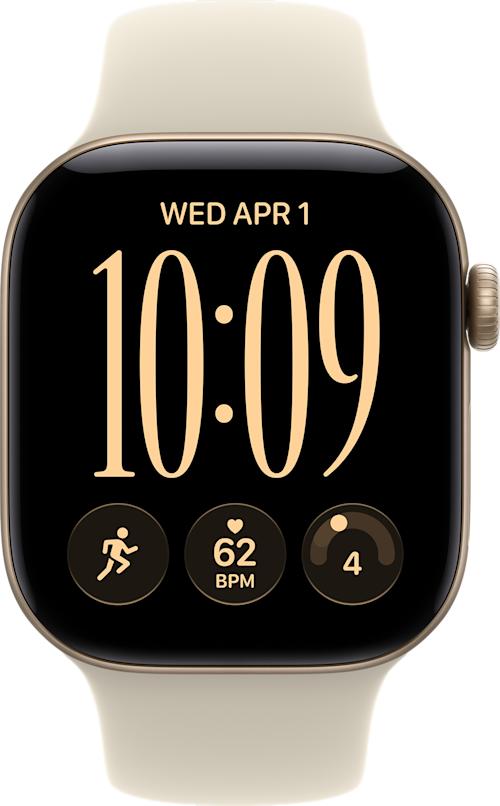 Apple Watch Series 12 GPS + Cellular 42 mm vaaleankultainen alumiinikuori ja hiekanvärinen urh.ranneke S/M