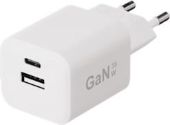 X2O 35W PD GaN USB-C + USB-A -laturi valkoinen