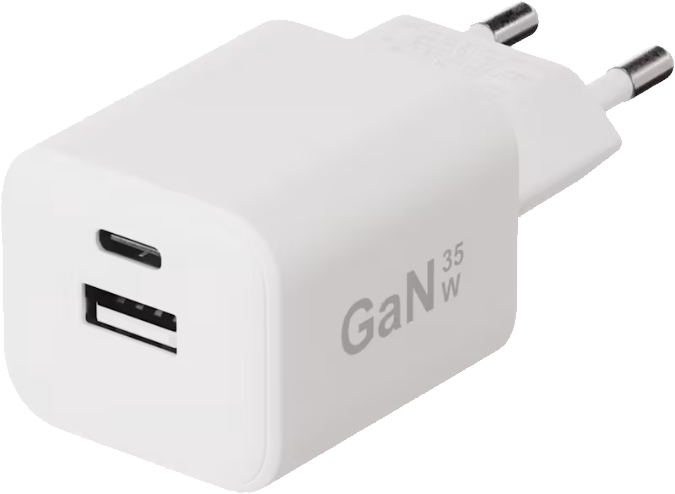 X2O 35W PD GaN USB-C + USB-A -laturi valkoinen