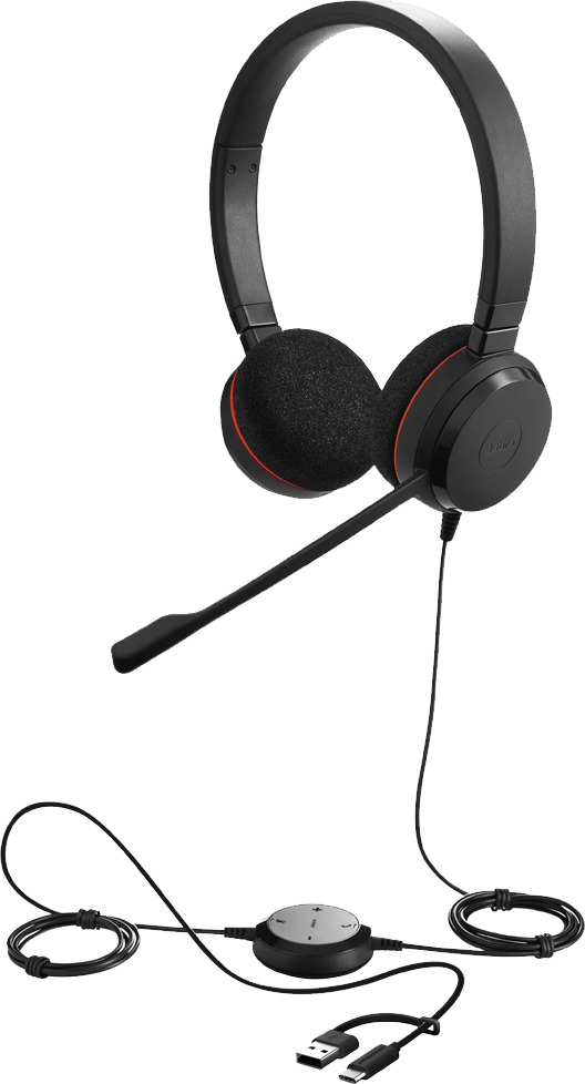 Jabra Evolve 20 Stereo UC USB-C/USB-A -langalliset kuulokkeet