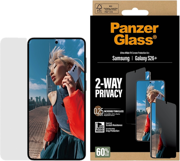 PanzerGlass Samsung Galaxy S26+ -näytön tietoturvasuoja