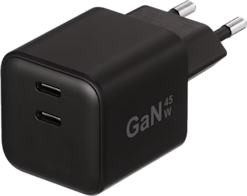 X2O 45W PD GaN 2 x USB-C -laturi musta