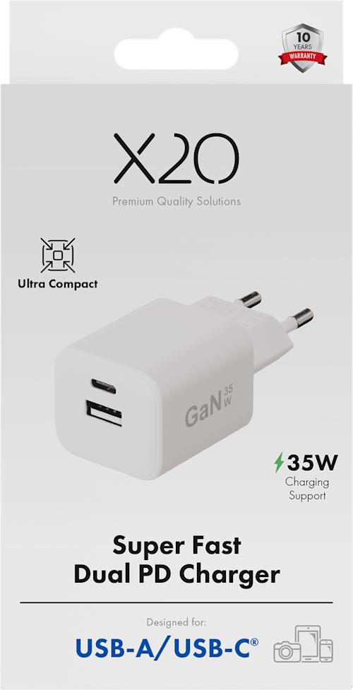X2O 35W PD GaN USB-C + USB-A Laturi