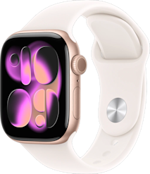 Apple Watch Series 11 GPS 42 mm ruusukulta alumiinikuori/punanhäivä urh.ranneke