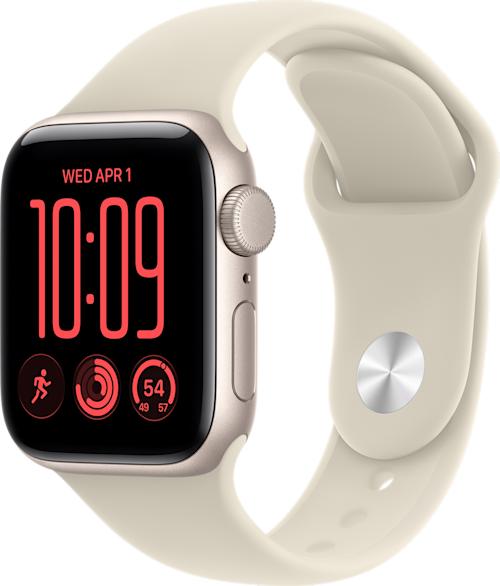 Apple Watch SE 3 GPS 40 mm tähtivalkea alumiinikuori ja hiekanvärinen urheiluranneke - S/M