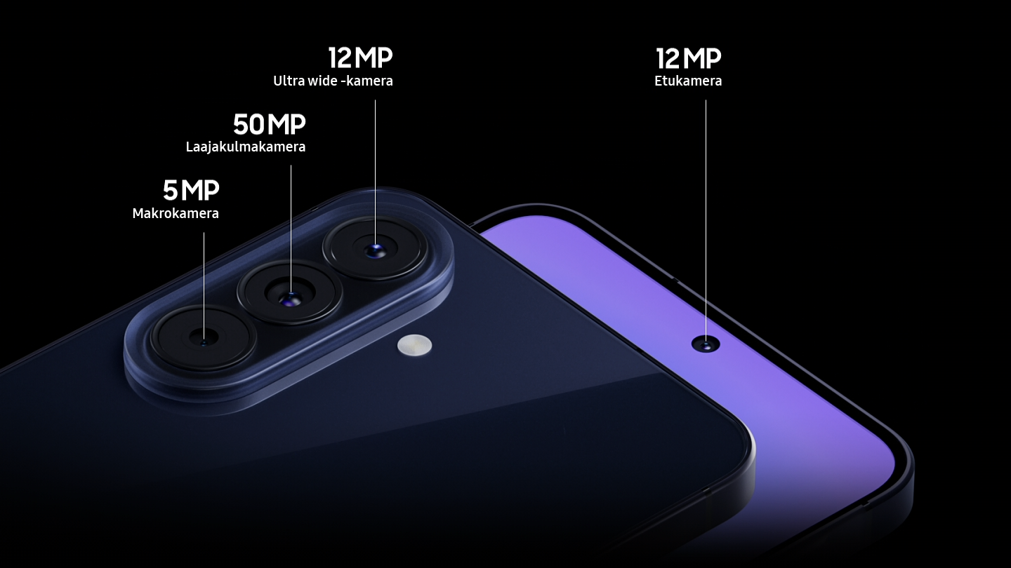 Galaxy A57 eri kamerat ja linssit esiteltyinä