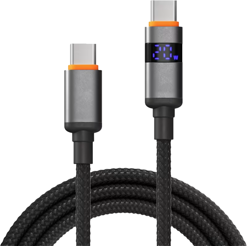 X2O Longlife 100W PD USB-C to USB-C 1,5 m -kaapeli LED-näytöllä