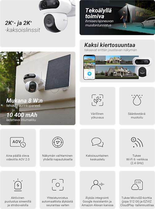 Ezviz HB90 Dual 2K+ Wi-Fi -valvontakamera aurinkopaneelilla