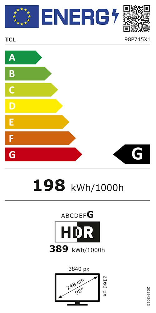 TCL 98P745 98-tuumainen 4K HDR LED-TV, Google TV