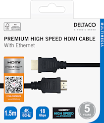 Deltaco 4K UHD HDMI-HDMI -kaapeli 1,5m