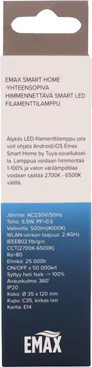 Emax Smart Home Wifi E14 500lm LED Filamenttilamppu