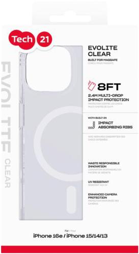 Tech21 Evo Lite MagSafe suojakuori iPhone 15/14/13 Kirkas