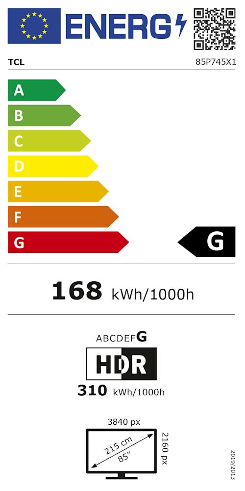 TCL 85P745 85-tuumainen 4K HDR LED-TV, Google TV