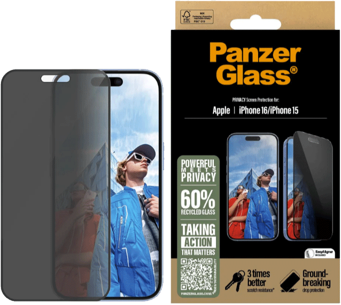 PanzerGlass Apple iPhone 15/16 -näytön tietoturvasuoja