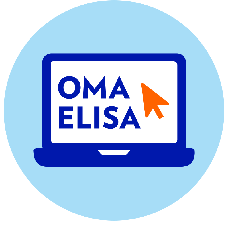Piirrosgrafiikka läppäristä, jonka näytöllä lukee Oma Elisa
