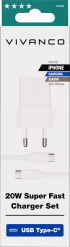 Vivanco USB-C 20W virtalähde + USB-C-kaapeli valkoinen