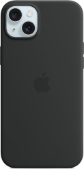 Apple iPhone 15 Plus -silikonikuori MagSafe Musta