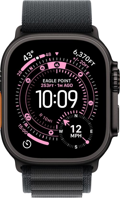 Apple Watch Ultra 3 GPS + Cellular 49 mm musta titaanikuori ja musta Alpine-ranneke Koko L