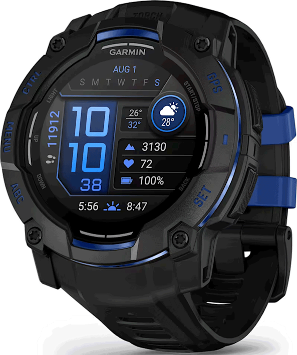 Garmin Instinct 3 -GPS-älykello 50mm AMOLED Musta/Sininen