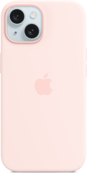Apple iPhone 15 -silikonikuori MagSafe Vaaleanpunainen
