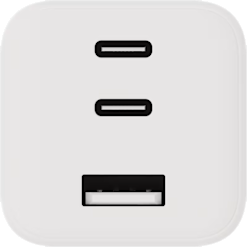 X2O 65W PD GaN 2 x USB-C + USB-A -laturi valkoinen