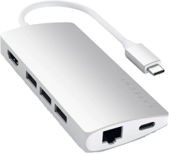 Satechi Multi-Port V2 USB-C -telakka hopea
