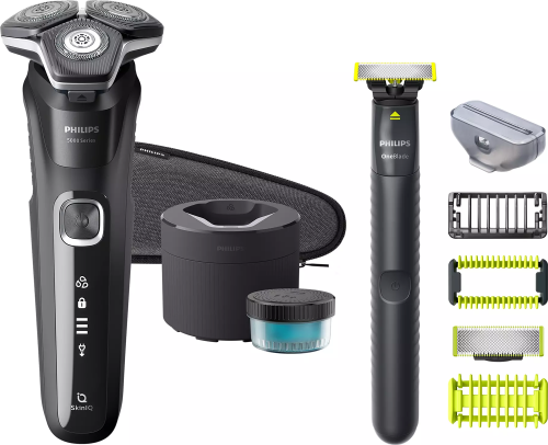 Philips Shaver Series 5000 Sähköparranajokone märkä- ja kuiva-ajoon + OneBlade -timmeri