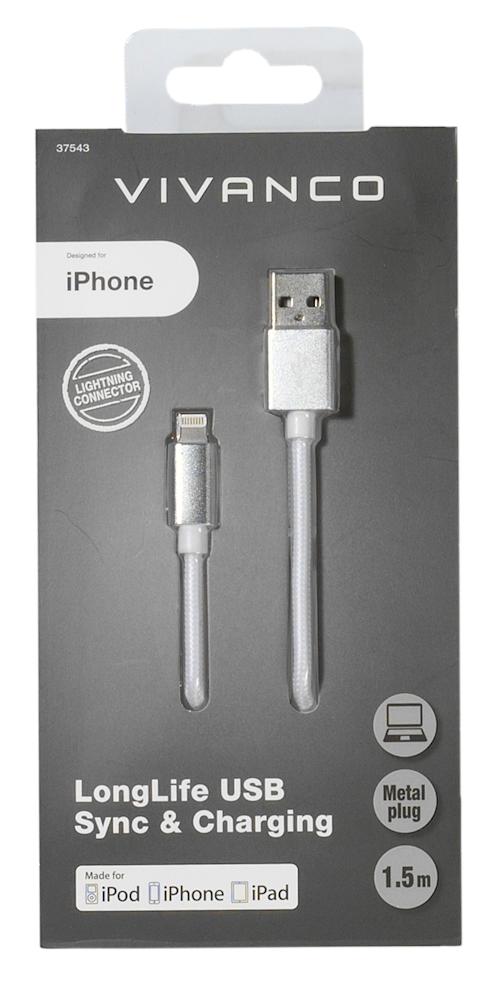 Vivanco Lightning Nylonkaapeli 1,5m