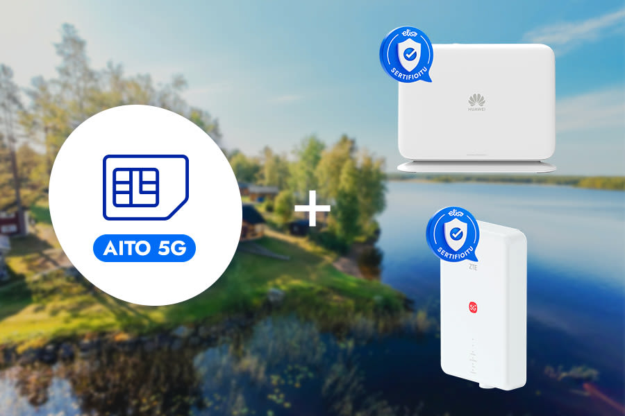 Elisa Netti 5G+ 600M + sisä- ja ulkoreititin