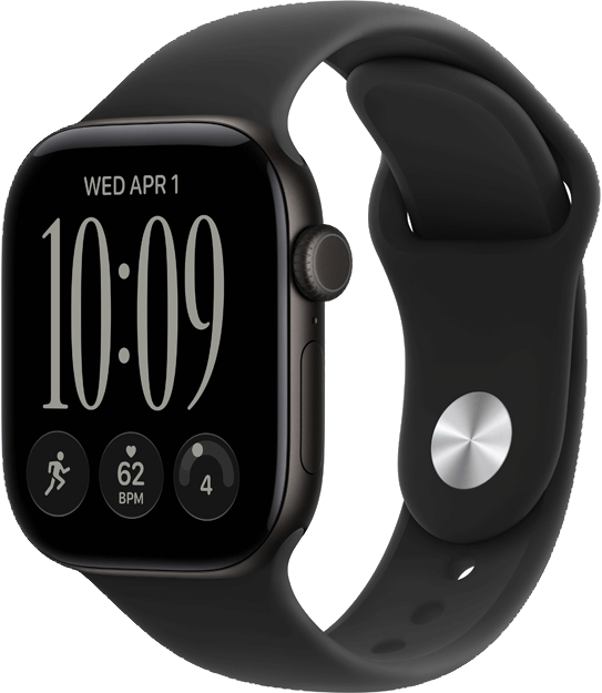 Apple Watch Series 12 GPS 42mm musta alumiinikuori/musta urheiluranneke S/M