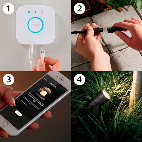Philips Hue Lily Outdoor -ulkokohdevalaisin 3 kpl