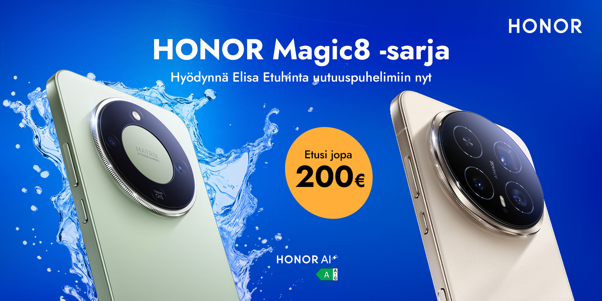 Honor Magic8 -sarja - hyödynnä Elisa Etuhinta uutuuspuhelimiin nyt