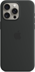 Apple iPhone 15 Pro Max -silikonikuori MagSafe Musta