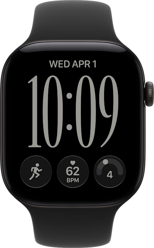 Apple Watch Series 12 GPS 46 mm musta alumiinikuori ja musta urheiluranneke - M/L