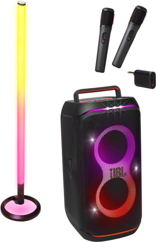 JBL PartyBox Club 120 + kaksi langatonta mikrofonia + Partylight Stick