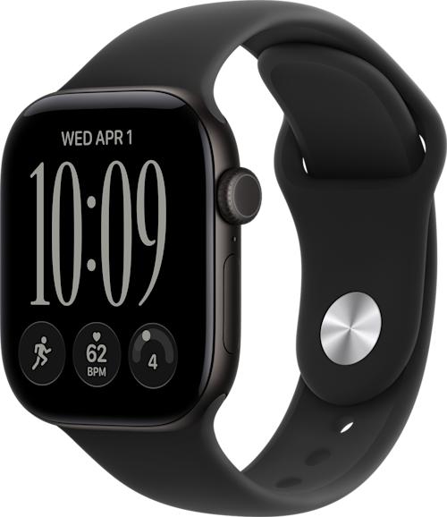 Apple Watch Series 12 GPS + Cellular 42 mm musta alumiinikuori ja musta urheiluranneke - S/M