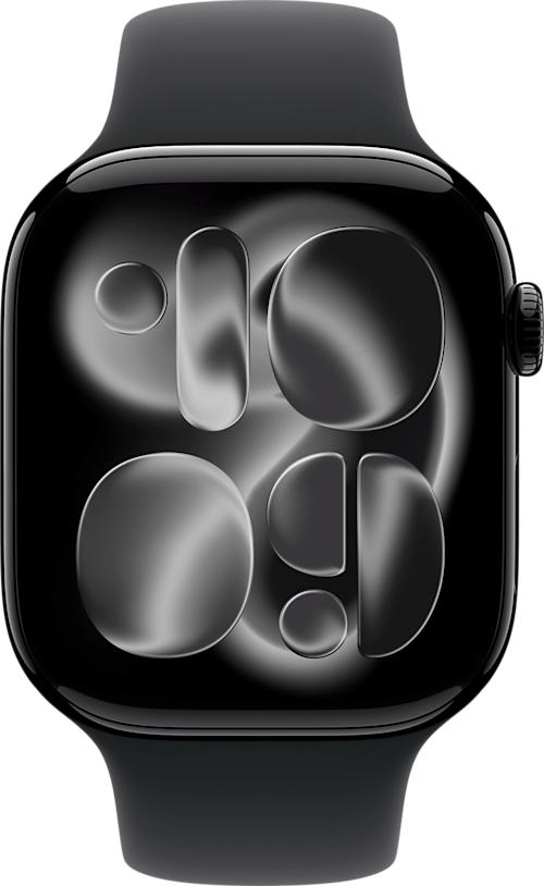 Apple Watch Series 11 GPS 46 mm peilimusta alumiinikuori ja musta urheiluranneke L