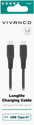 Vivanco Longlife USB-C-USB-C -kaapeli 1,5m musta