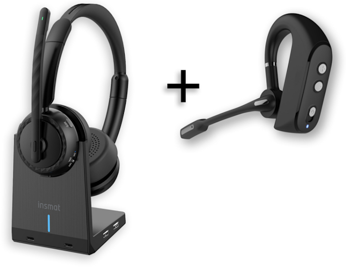 Insmat BTH-M119 -vastamelukuulokkeet + BT-V52 -kuuloke