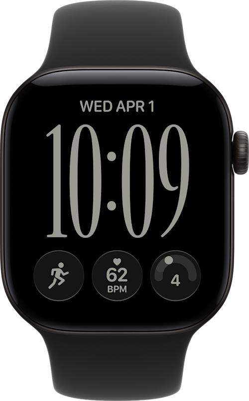 Apple Watch Series 12 GPS 42 mm musta alumiinikuori ja musta urheiluranneke - S/M