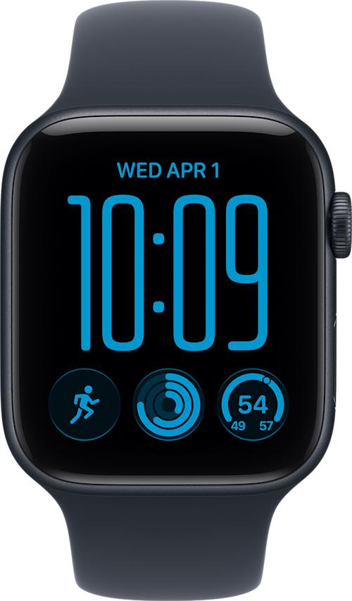 Apple Watch SE 3 GPS + Cellular 44 mm keskiyönsininen alumiinikuori ja musteensininen urheiluranneke - M/L
