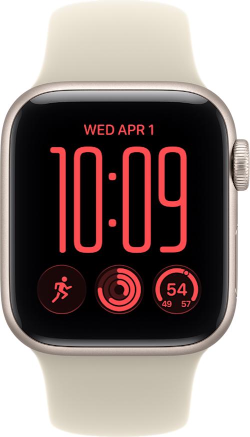 Apple Watch SE 3 GPS + Cellular 40 mm tähtivalkea alumiinikuori ja hiekanvärinen urheiluranneke - S/M