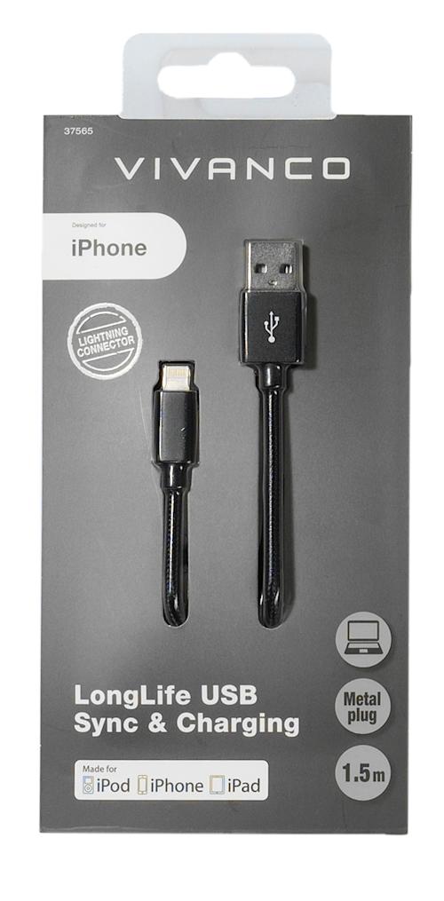 Vivanco Lightning Nylonkaapeli 1,5m