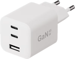 X2O 65W PD GaN 2 x USB-C + USB-A -laturi valkoinen