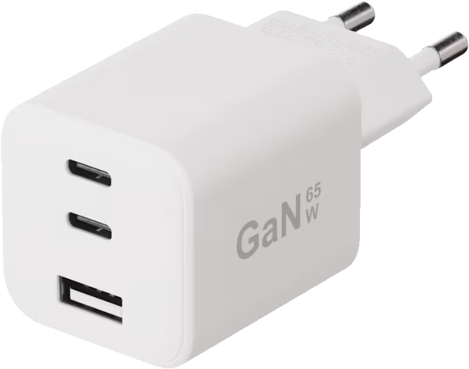 X2O 65W PD GaN 2 x USB-C + USB-A -laturi valkoinen