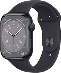 Apple Watch Series 8 GPS 45 mm keskiyö alumiinikuori/keskiyö urheiluranneke
