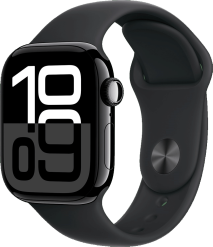 Apple Watch Series 10 GPS 42 mm peilimusta alumiinikuori ja musta urheiluranneke