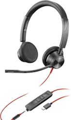 Poly Blackwire 3325 Stereo MS USB-C -kuulokkeet (3.5mm Plug + USB-C/A Adapteri)