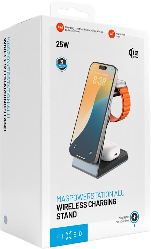 FIXED 3in1 Mag ALU 25W Qi2.2 langaton latausasema Apple
